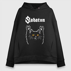 Женское худи оверсайз Sabaton rock cat