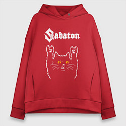 Толстовка оверсайз женская Sabaton rock cat, цвет: красный