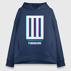 Толстовка оверсайз женская Paramore glitch rock, цвет: тёмно-синий