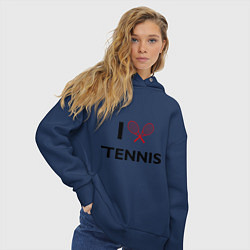 Толстовка оверсайз женская I Love Tennis, цвет: тёмно-синий — фото 2