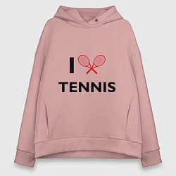 Толстовка оверсайз женская I Love Tennis, цвет: пыльно-розовый