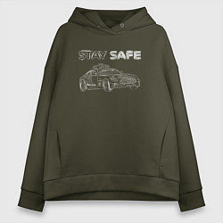 Женское худи оверсайз Stay safe white