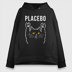 Толстовка оверсайз женская Placebo rock cat, цвет: черный