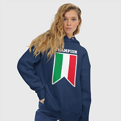 Толстовка оверсайз женская Италия чемпион, цвет: тёмно-синий — фото 2