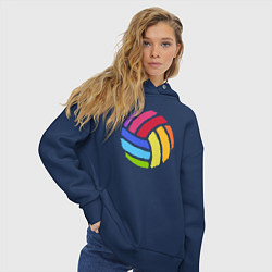 Толстовка оверсайз женская Rainbow volleyball, цвет: тёмно-синий — фото 2