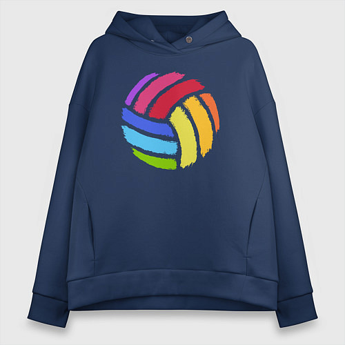 Женское худи оверсайз Rainbow volleyball / Тёмно-синий – фото 1