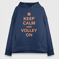 Толстовка оверсайз женская Keep calm and volley on, цвет: тёмно-синий