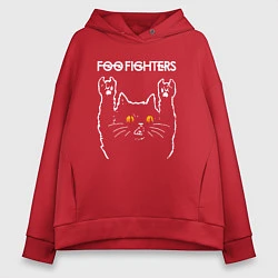 Толстовка оверсайз женская Foo Fighters rock cat, цвет: красный