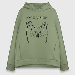 Толстовка оверсайз женская Joy Division - rock cat, цвет: авокадо