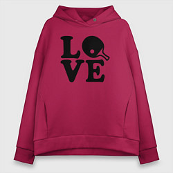 Толстовка оверсайз женская Люблю пинг-понг, цвет: маджента