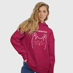 Толстовка оверсайз женская The Cranberries rock cat, цвет: маджента — фото 2