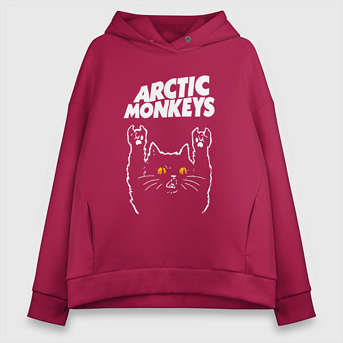 Женское худи оверсайз Arctic Monkeys rock cat / Маджента – фото 1