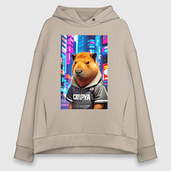 Женское худи оверсайз Cool capybara - urban style - neural network