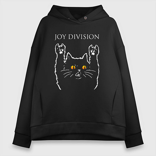 Женское худи оверсайз Joy Division rock cat / Черный – фото 1