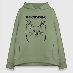 Толстовка оверсайз женская The Offspring - rock cat, цвет: авокадо