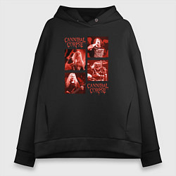 Толстовка оверсайз женская Cannibal Corpse музыканты, цвет: черный