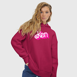 Толстовка оверсайз женская Логотип розовый Кен, цвет: маджента — фото 2