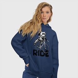 Толстовка оверсайз женская Raccoon ride, цвет: тёмно-синий — фото 2