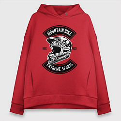 Толстовка оверсайз женская Mountain bike helmet, цвет: красный