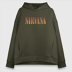 Толстовка оверсайз женская Nirvana logo, цвет: хаки