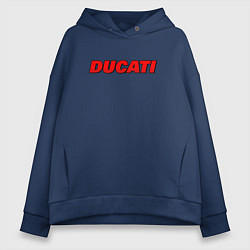 Толстовка оверсайз женская Ducati - красный градиент, цвет: тёмно-синий