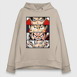 Толстовка оверсайз женская Луффи пятый гир - One Piece, цвет: миндальный