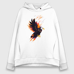 Толстовка оверсайз женская Орел парящая птица абстракция, цвет: белый
