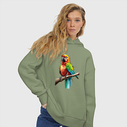 Толстовка оверсайз женская Попугай какаду, цвет: авокадо — фото 2