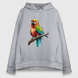 Толстовка оверсайз женская Попугай какаду, цвет: меланж