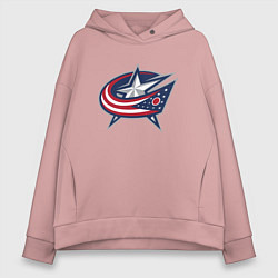Толстовка оверсайз женская Columbus blue jackets - hockey team - emblem, цвет: пыльно-розовый