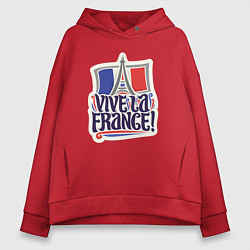 Толстовка оверсайз женская Vive la France, цвет: красный