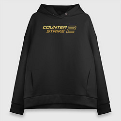 Толстовка оверсайз женская Counter strike 2 gold logo, цвет: черный