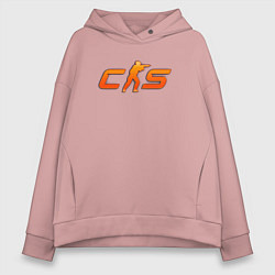 Толстовка оверсайз женская CS 2 orange logo, цвет: пыльно-розовый