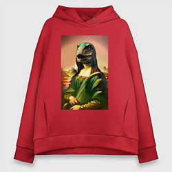 Толстовка оверсайз женская Mona Lisa rex - neural network, цвет: красный