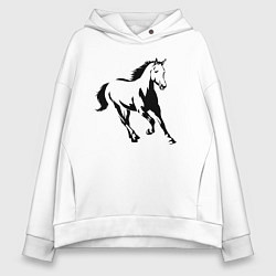Толстовка оверсайз женская Конь скачет, цвет: белый