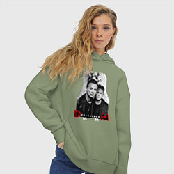 Толстовка оверсайз женская Depeche Mode - Dave Gahan and Martin Gore, цвет: авокадо — фото 2