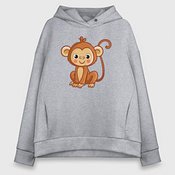 Толстовка оверсайз женская Милая мартышка, цвет: меланж