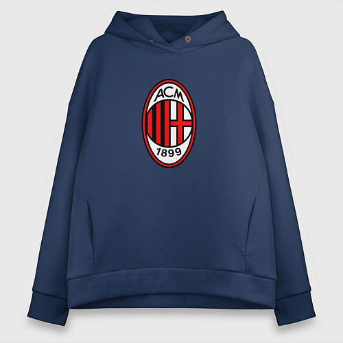 Женское худи оверсайз Футбольный клуб Milan / Тёмно-синий – фото 1