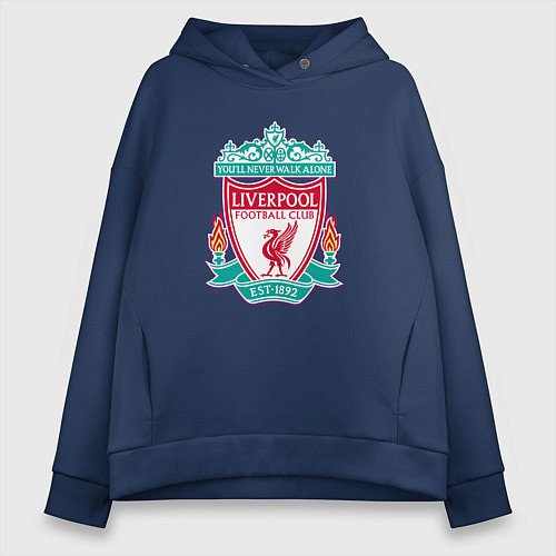 Женское худи оверсайз Liverpool fc sport collection / Тёмно-синий – фото 1