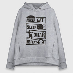 Женское худи оверсайз Eat sleep guitar repeat