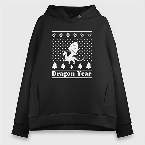 Женское худи оверсайз Sweater dragon year / Черный – фото 1