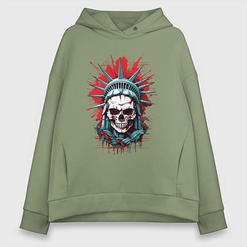 Женское худи оверсайз Зомби Статуя Свободы / Авокадо – фото 1