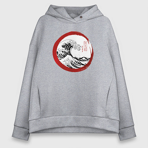 Женское худи оверсайз Волна от Канагава / Меланж – фото 1
