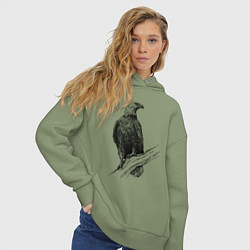 Толстовка оверсайз женская Орёл на ветке, цвет: авокадо — фото 2