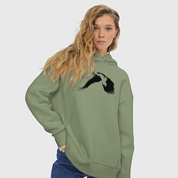 Толстовка оверсайз женская Орёл в полёте трафарет, цвет: авокадо — фото 2