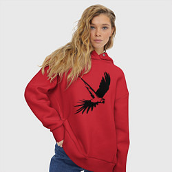 Толстовка оверсайз женская Попугай летит трафарет, цвет: красный — фото 2