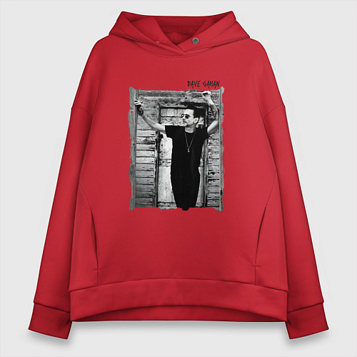 Женское худи оверсайз Depeche Mode - Dave Gahan by Anton Corbijn / Красный – фото 1