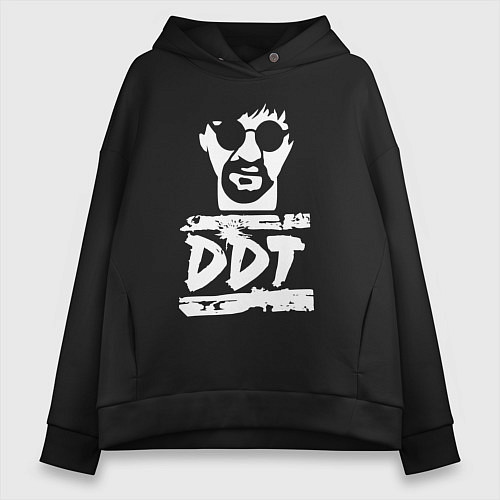 Женское худи оверсайз DDT - Юрий Шевчук / Черный – фото 1