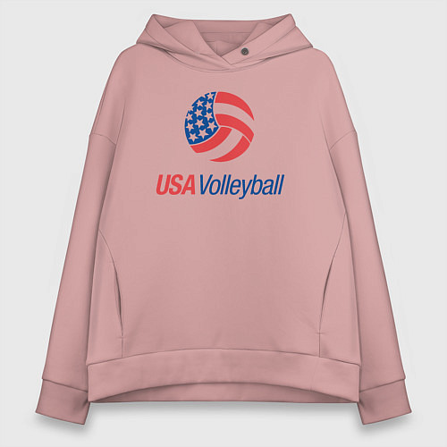 Женское худи оверсайз Волейбол Америки / Пыльно-розовый – фото 1