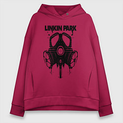 Толстовка оверсайз женская Linkin Park - gas mask, цвет: маджента
